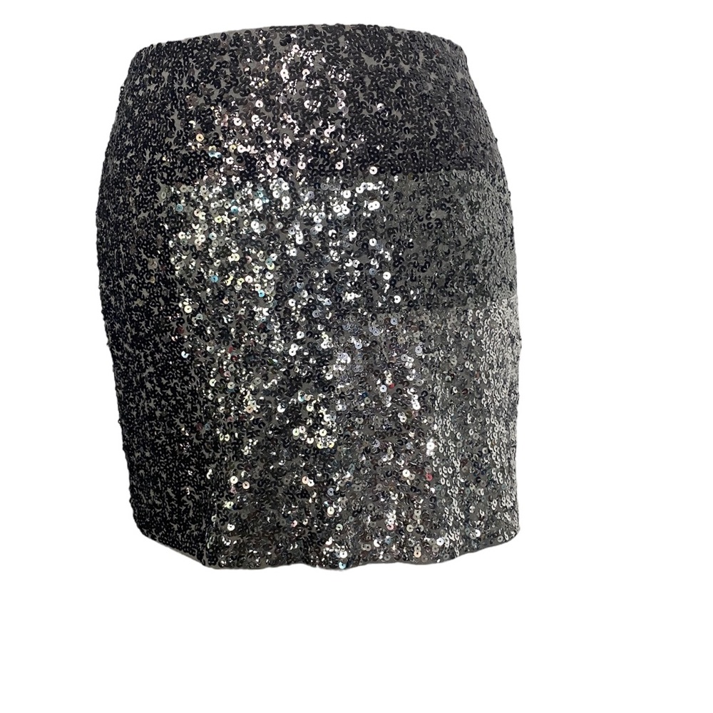 Offer  Party club date Express sequin mini skirt ombré silver gun metal grey XS